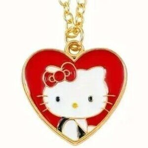 Necklace Hello Kitty Heart Enamel Pendant Sanrio Emo Scene Stylish Trendy Fun